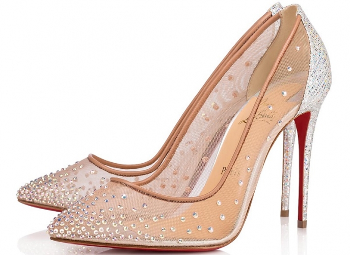 scarpe louboutin strass rosa